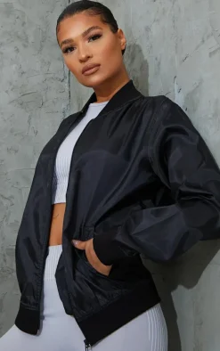 Black Basic Lightweight Bomber Jacket