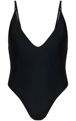 Black Basic Low Scoop Swimsuit