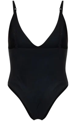 Black Basic Low Scoop Swimsuit