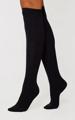 Black Basic Over The Knee Socks