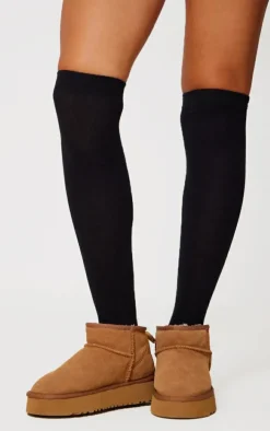Black Basic Over The Knee Socks