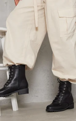 Black Basic PU Biker Boots