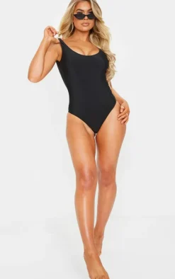 Black Basic Scoop Swimsuit