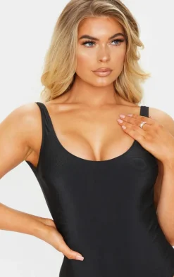 Black Basic Scoop Swimsuit