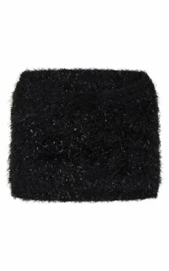 Black Bobble Eyelash Knit Mini Skirt