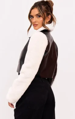 Black Bonded Sleeves Faux Leather Jacket