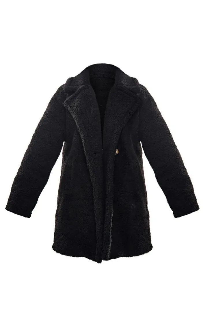 Black Borg Lapel Drop Arm Midi Coat