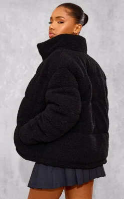 Black Borg Teddy Puffer Jacket