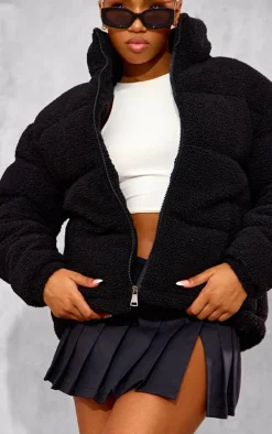 Black Borg Teddy Puffer Jacket