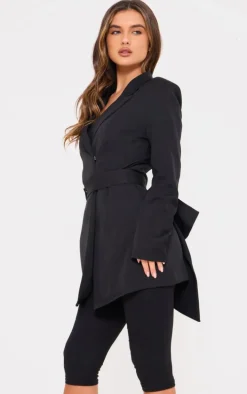 Black Bow Belted Blazer