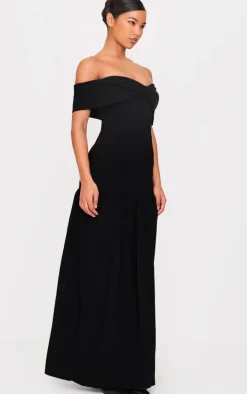 Black Bow Detail Drop Waist Maxi Dress