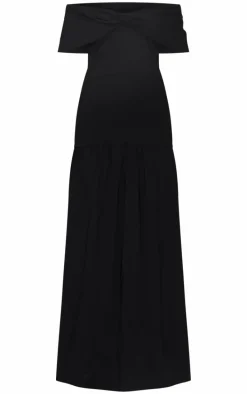 Black Bow Detail Drop Waist Maxi Dress