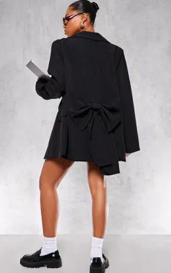 Black Bow Detail Oversized Blazer