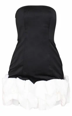 Black Bow Puff Hem Bodycon Dress