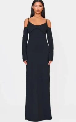 Black Bralette Detail Maxi Dress