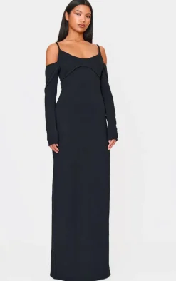 Black Bralette Detail Maxi Dress