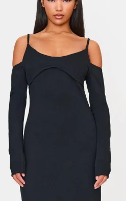 Black Bralette Detail Maxi Dress