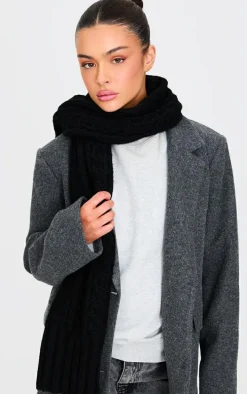 Black Cable Knitted Scarf