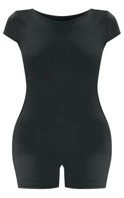 Black Cap Sleeve Sculpt Gym Unitard