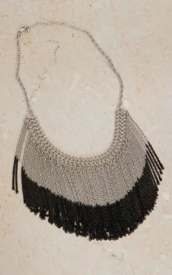 Black Chainmail Tassel Necklace
