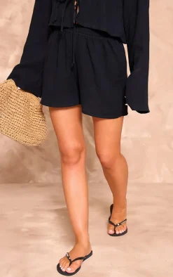 Black Cheesecloth Shorts