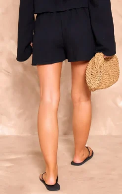Black Cheesecloth Shorts
