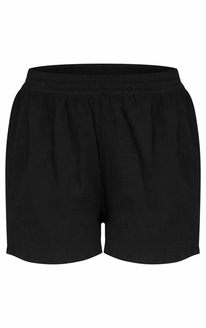 Black Cheesecloth Shorts
