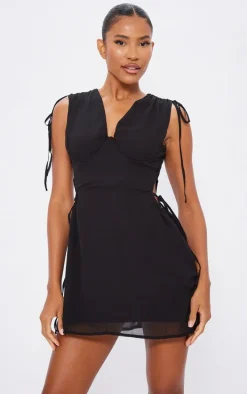 Black Chiffon Underwire Cut Out Detail Shift Dress