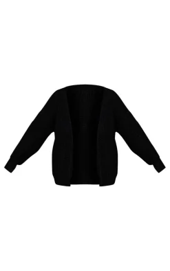Black Chunky Knit Slouchy Cardigan