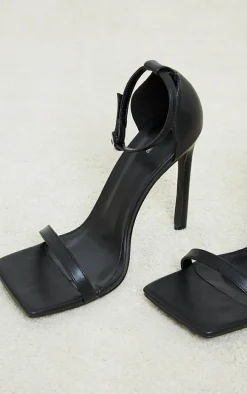 Black Clover Barely There Strappy Squared Toe Heeled Sandals