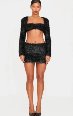 Black Confetti Look Micro Mini Skirt