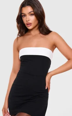 Black Contrast Fold Over Bandeau Romper