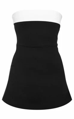 Black Contrast Fold Over Bandeau Romper