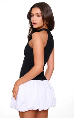 Black Contrast Puffball Dress