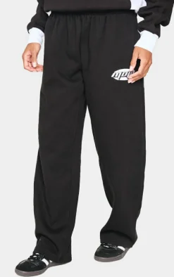 Black Contrast Studio Archives Embroidered Wide Leg Sweatpants
