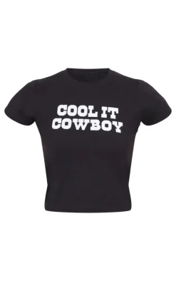 Black Cool It Cowboy Baby Doll Tee