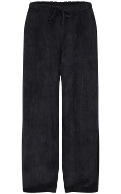 Black Cord Low Rise Drawstring Wide Leg Pants