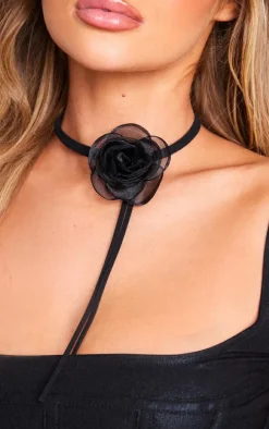 Black Corsage Tie Choker