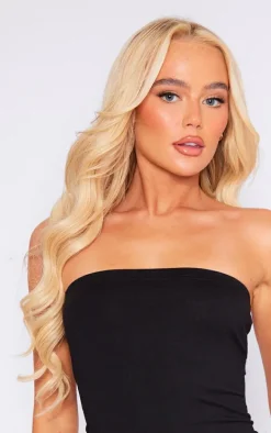 Black Cotton Bandeau Bodycon Dress