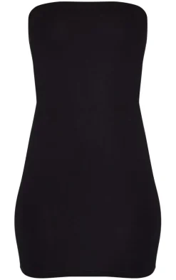 Black Cotton Bandeau Bodycon Dress