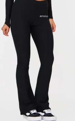 Black Cotton High Waist Flared Pants
