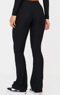 Black Cotton High Waist Flared Pants