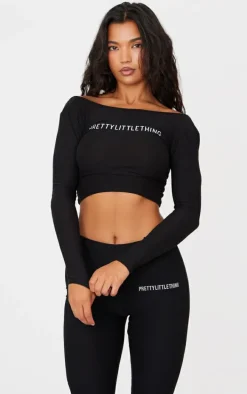 Black Cotton Long Sleeve Top