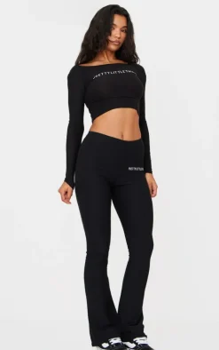 Black Cotton Long Sleeve Top