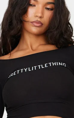 Black Cotton Long Sleeve Top