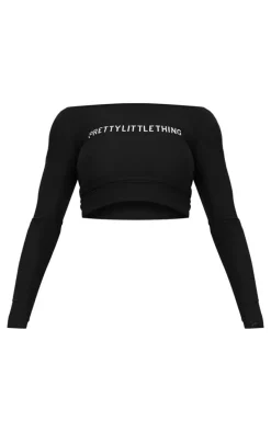 Black Cotton Long Sleeve Top