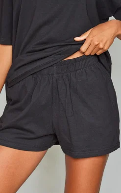 Black Cotton Oversized Boxy Short