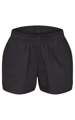 Black Cotton Oversized Boxy Short