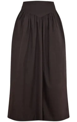 Black Cotton Poplin Dip Waistband Maxi Skirt