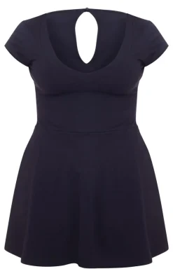 Black Cotton Short Sleeve Skort Romper